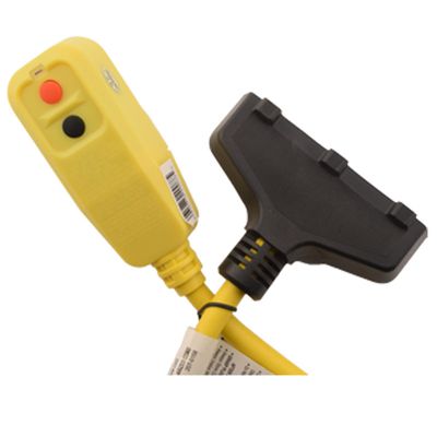2FT Nema 5-15P Manual Reset PLUG-HEAD style GFCI with 2 FT 5-15R Tri-Tap, 12awg-3c SJTW, YELLOW,  UL cUL, 15A 125V