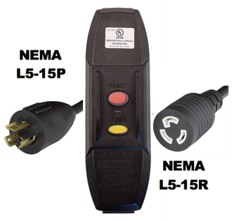 Black 6 Feet NEMA L5-15R cord