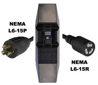 Black 6 Feet NEMA L6-15R cord